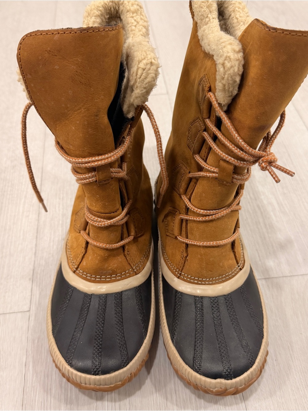 Sorel Waterproof Winter Duck Boots Faux Fur Brown‎ Size 6.5